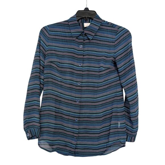Cabi Alex Limited Edition Blouse Blue Stripe Shirt 3330 Split Back Women Size XS - Picture 1 of 5